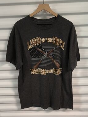 Land Of The Free Because Of The Brave Graphic Short Sleeve T-shirt XL